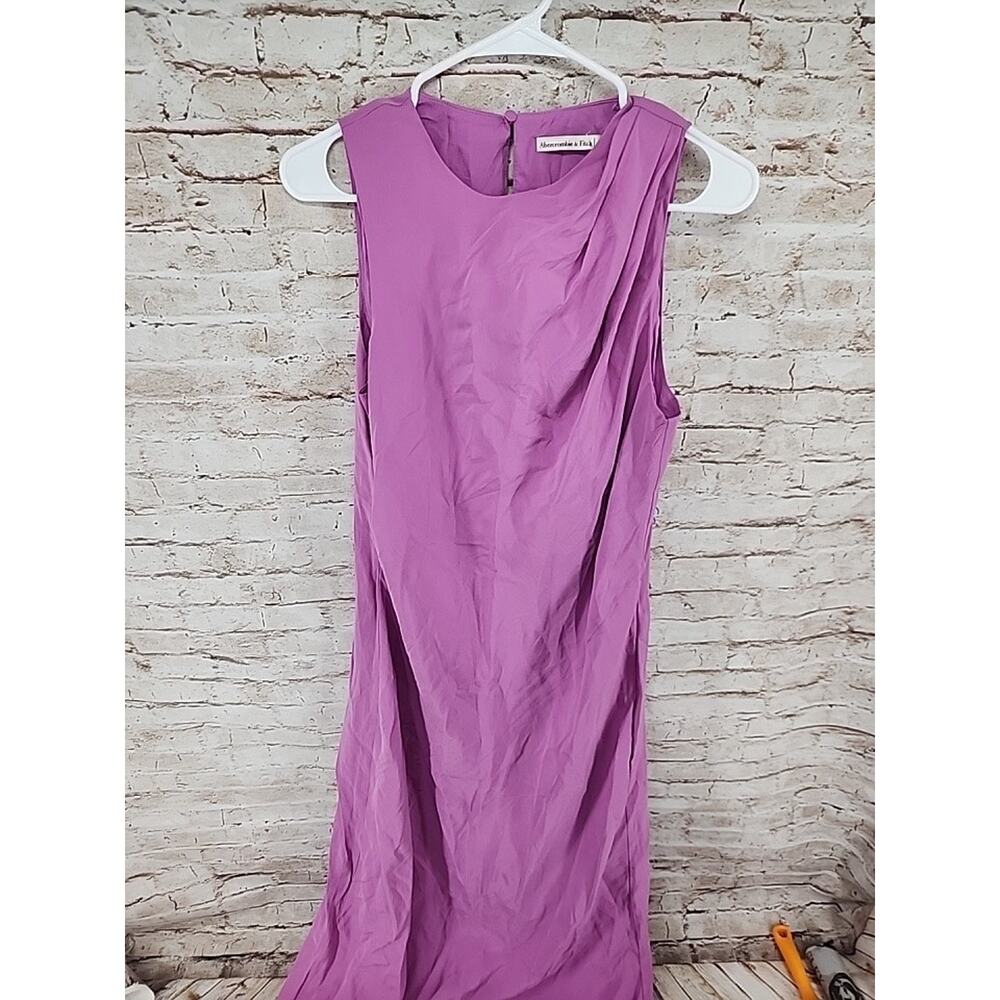 Abercrombie & Fitch Purple Column High Neck Drape Midi Maxi Dress Small Tall NEW